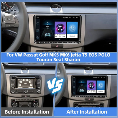 Podofo Autoradio für VW Passat B6 Golf 5 6 Polo Skoda Seat Jetta Caddy Touran, 1+32G Wireless Carpla