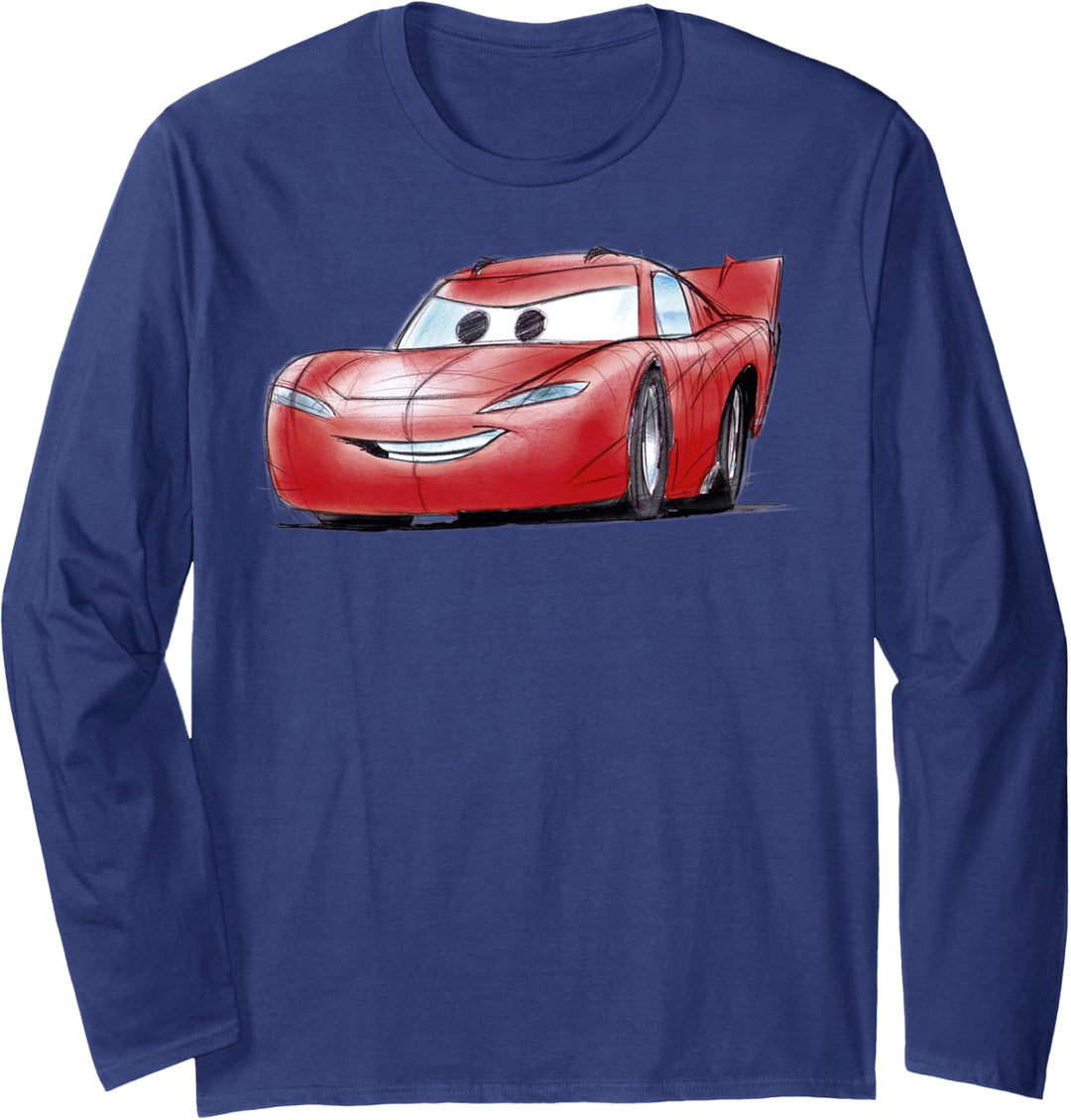 Disney Pixar Cars Lightning McQueen Sketch Portrait Langarmshirt