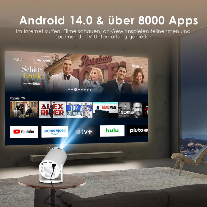Salange Mini Beamer 2026,8K Unterstützt Smart Projektor Android, Tragbarer mit WiFi 6 und Bluetooth