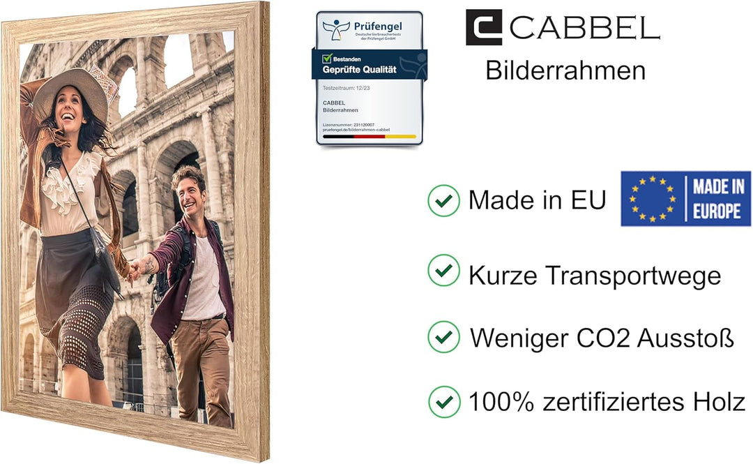 CABBEL 3er Set Bilderrahmen 30x40 cm MDF Holz-Rahmen mit bruchsicherem Acrylglas, ideal für Poster,