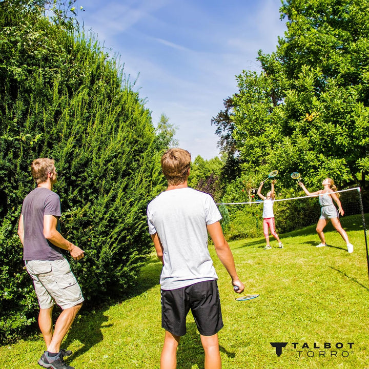 Talbot Torro Badminton-Set Family, Komplettset mit 2 Juniorschläger 53 cm, 2 Standardschläger, 3 Fed