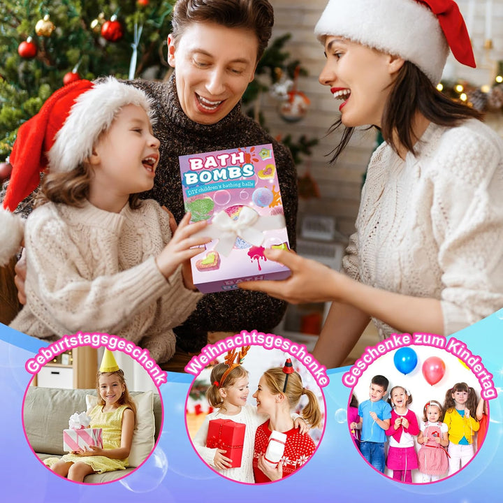 Charmofun Badebomben Kinder, DIY Badebomben Geschenk Set, Badekugeln Kinder mit Überraschung, Handge