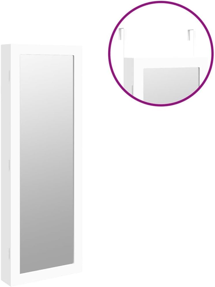 vidaXL Schmuckschrank mit Spiegel Wandmontage Weiss 37,5x10x106 cm 37.5 x 10 x 106 cm Weiss, 37.5 x