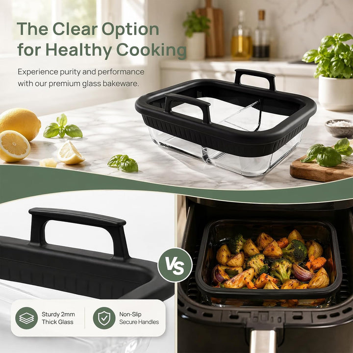 Glas Auflaufform Airfryer Zubehör für Ninja Dual Zone AF400 AF500 SL400