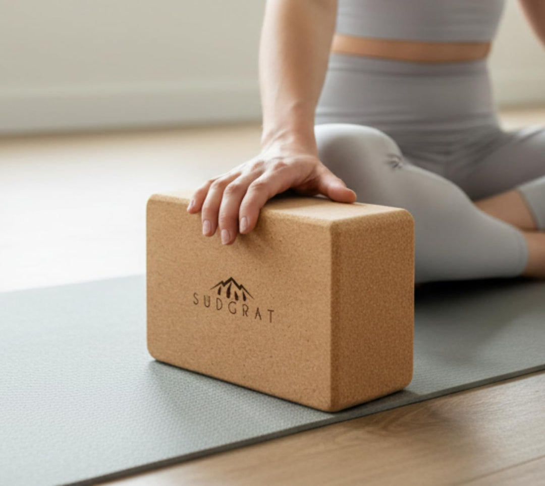 Südgrat Yoga Block Kork 100% Natürlich Stabil Griffig | Pilates Fitness 22,5x14,5x7cm Beige 660g, Yo