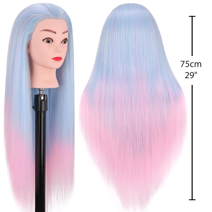 TopDirect Trainingskopf für Friseure 75cm/29.5 Zoll Frisurenkopf Langhaar 100% Synthetische Haare Üb