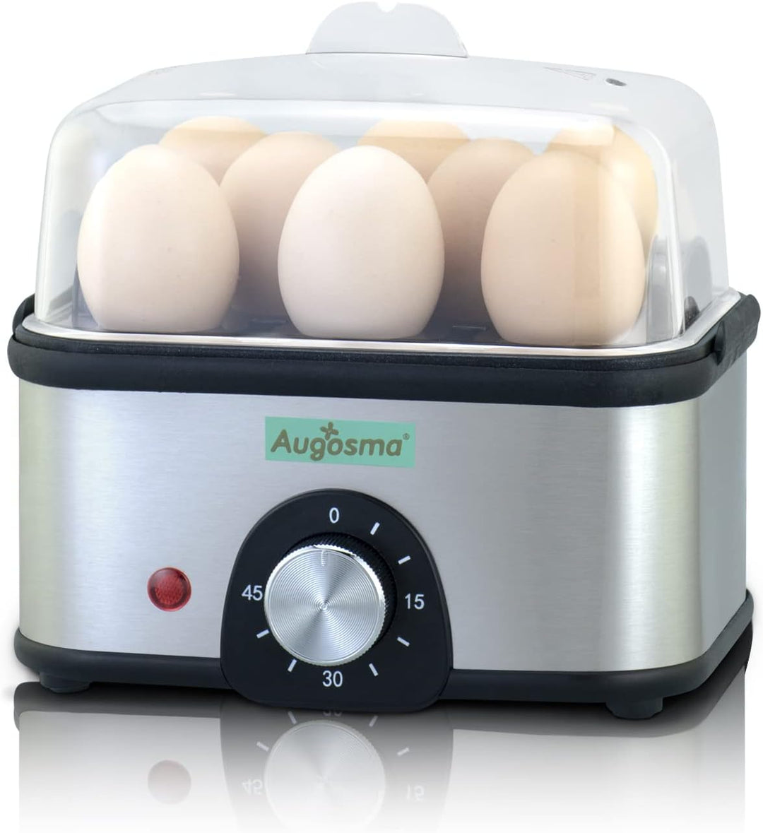 Augosma 2 in 1 Eierkocher Edelstahl mit Bratpfanne, Eierkocher für 1-8 Eier mit Zeiteinstellung zur