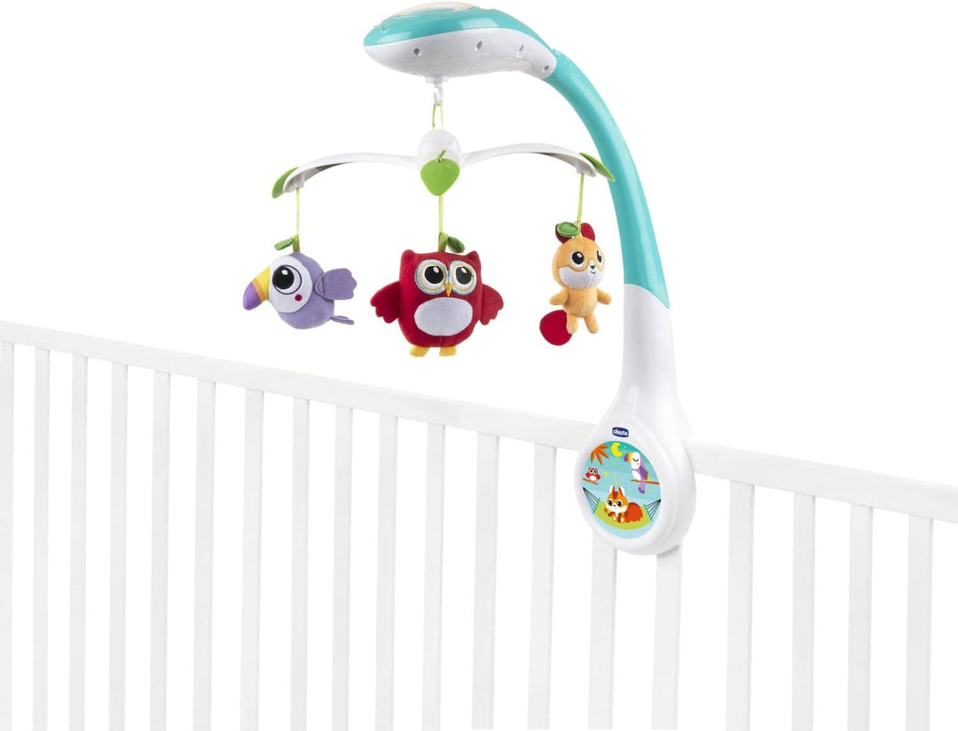 Chicco Magic Forest Baby Mobile mit Musik und Licht, Elektronische Spieluhr mit entspannender Musik