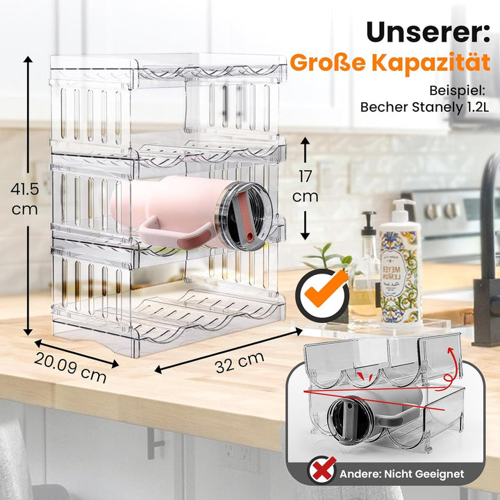 Stapelbar Flaschenregal, Flaschenhalter für Küche Schrank Flaschen Organizer, Kühlschrank Getränke O