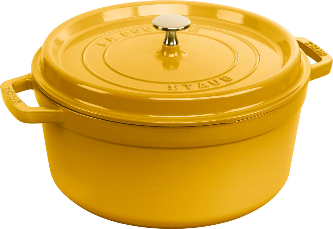 STAUB Cocotte, Gusseisen Bräter, Alle Herdarten inkl Induktion, Rund, 26 cm, 5,0 L, Zitronen-Gelb 26