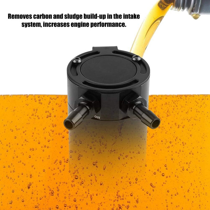 Auto Tank Ölbehälter, Fydun Universal Auffangbehälter 300ML Zwei Loch Aluminium Auto Motor Ölfangbeh