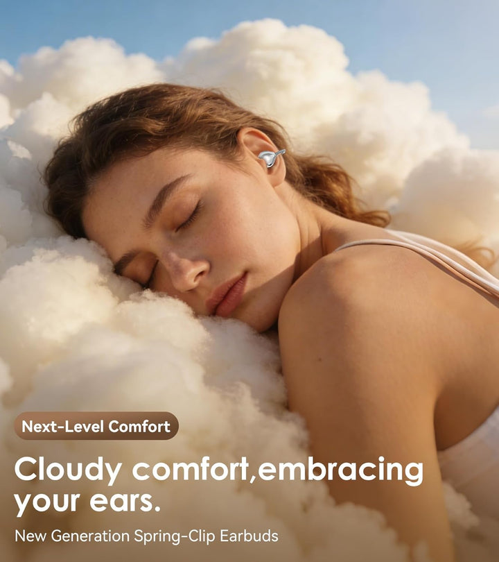 King Lucky Open-Ear Clip-On-Ohrhörer zum Laufen, Bluetooth 6.0 Kabellose Kopfhörer mit Speicherfeder