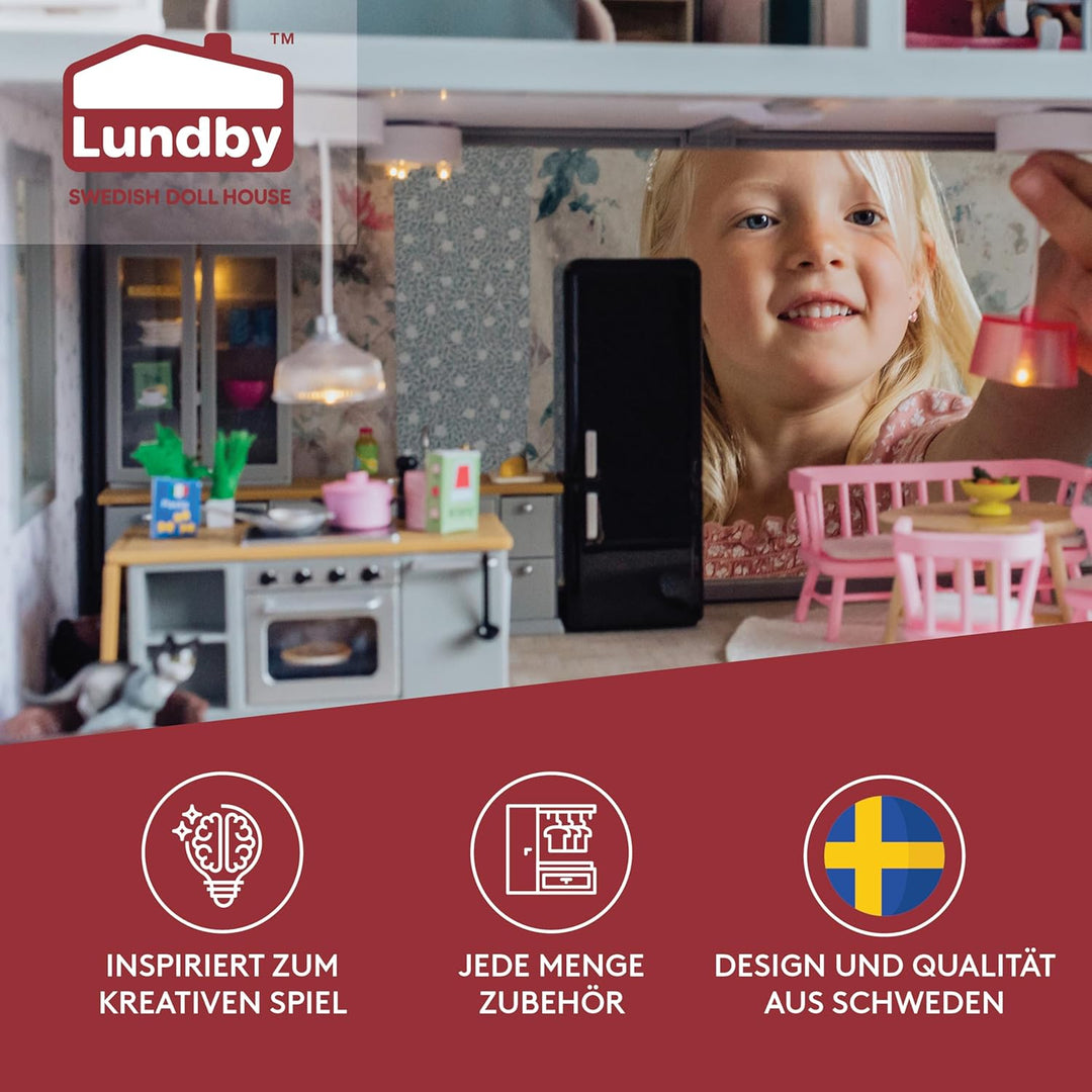 Lundby Puppenhaus Küche - Miniatur Küche mit Miniatur Kühlschrank und Puppenhaus Ofen - Puppenhaus Z