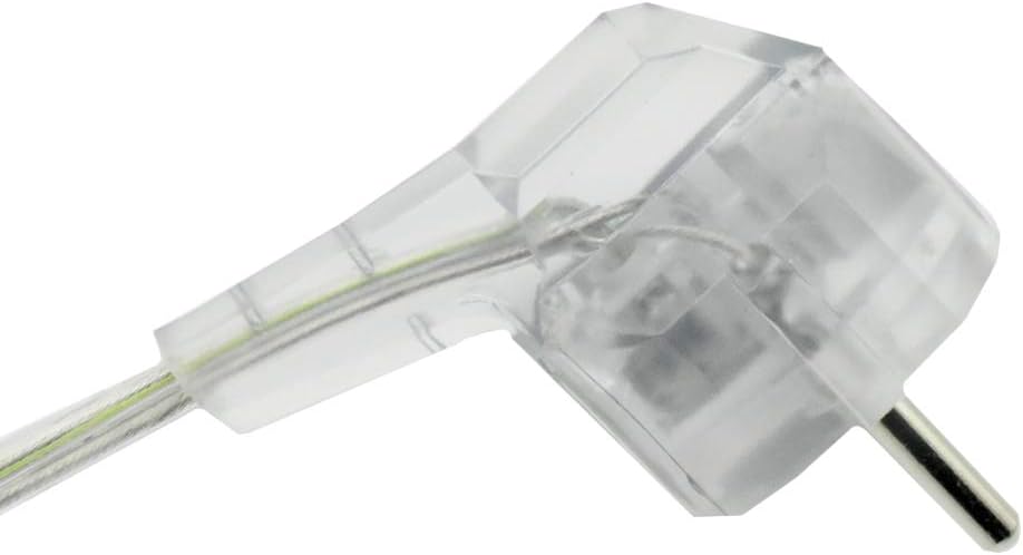Transparente Zuleitung 2 m mit Schutzkontakt Winkelstecker und Schnurzwischenschalter AN AUS 3-adrig