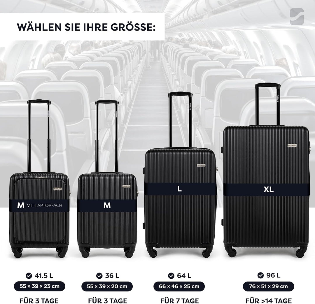 Reisekoffer Gross 76x51x29 cm 96l, aufgegebenes Gepäck, Hartschale aus ABS, Vier 360°-Spinner-Rollen
