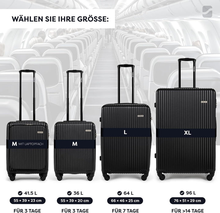 Reisekoffer Gross 76x51x29 cm 96l, aufgegebenes Gepäck, Hartschale aus ABS, Vier 360°-Spinner-Rollen