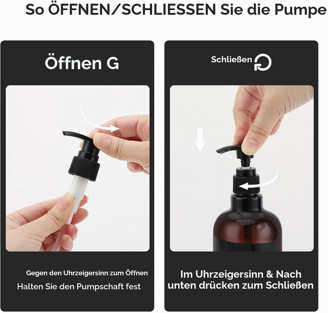 Segbeauty 500ml Shampooflasche Nachfüllbar, 3pcs 16.9oz Shampoospender mit Etikett, Leere Pumpflasch