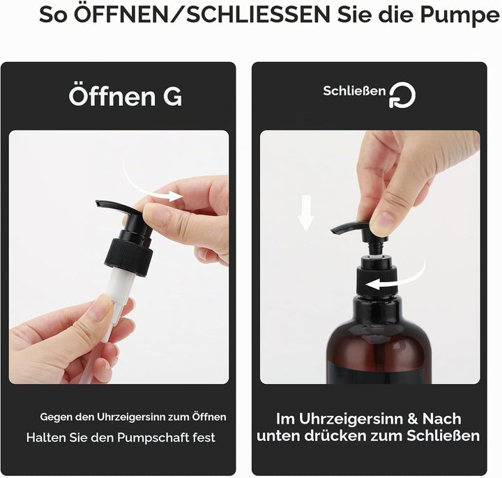 Segbeauty 500ml Shampooflasche Nachfüllbar, 3pcs 16.9oz Shampoospender mit Etikett, Leere Pumpflasch
