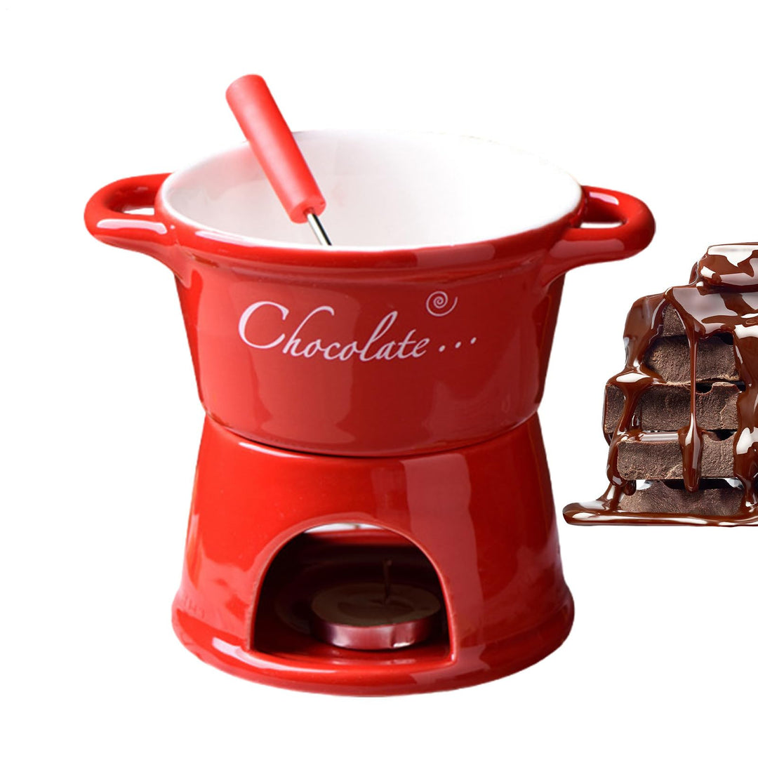 Schokoladenfondue Set | Tragbares Keramik-Schokoladen-Hot-Pot-Becher-Set Mit Gabeln | Multifunktions