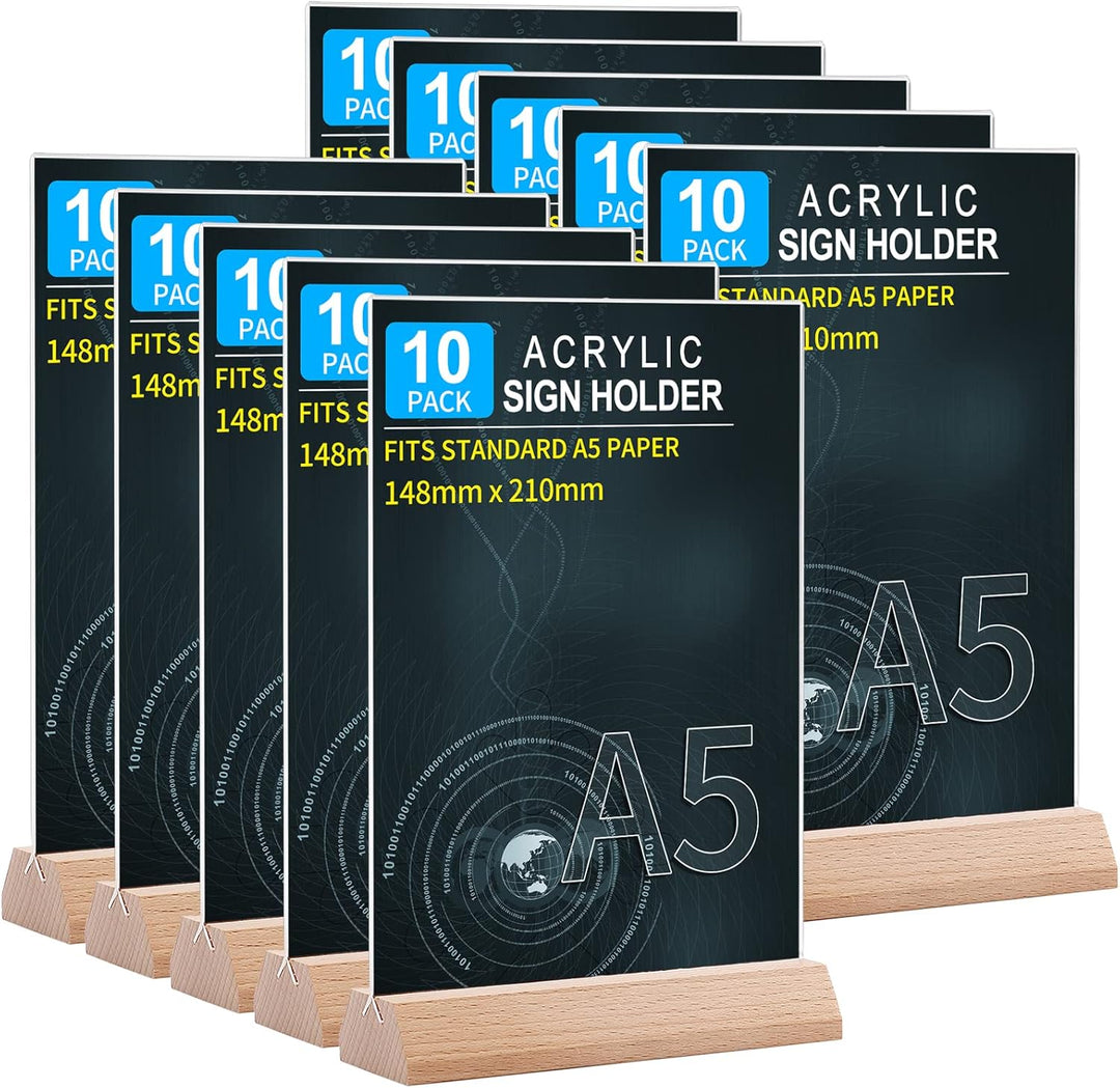 Srvnpioy A5 Ständer Tischaufsteller Aufsteller (10 Stück) A5-Menühalter aus Holz, A5 T-Ständer Werbe