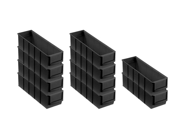 SparSet 10x Leitfähige Industriebox 300 S | HxBxT 8,1x9,1x30cm | 1,6 Liter | ESD, Sichtlagerkasten,