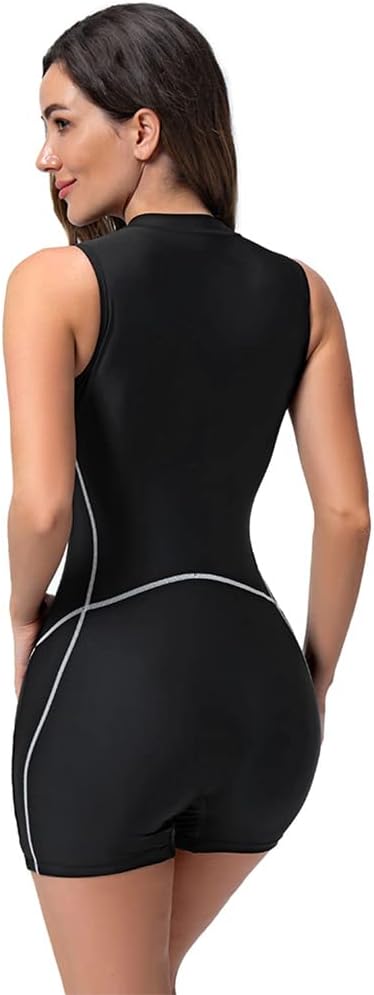 Odizli Badeanzug mit Bein Schwimmanzug Damen Langarm/Kurzarm Blumen Druck Zip Up Surfer Kurz Bademod