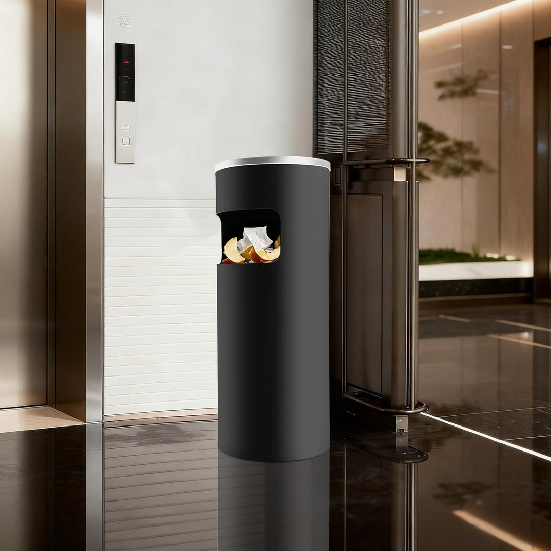 Abfallbehälter Mülleimer, 15L Schwarz Abfalleimer, Modern Standmodell Badmülleimer mit Herausnehmbar