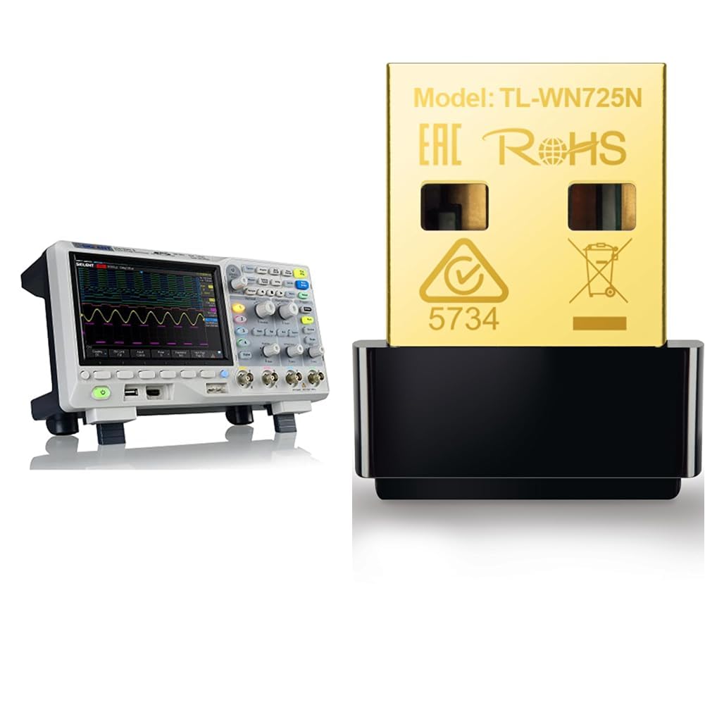 Siglent SDS1104X-E Digitales Oszilloskop, 100 MHz, 4 Kanäle, Standard-Decoder. & TP-Link TL-WN725N N