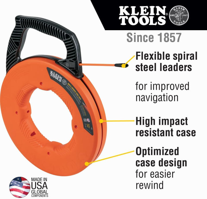 KLEIN TOOLS Geriffeltes Fiberglas-Einziehband mit Nylonspitze, 15,2 m 50-Foot Multi-Nut, 50-Foot Mul
