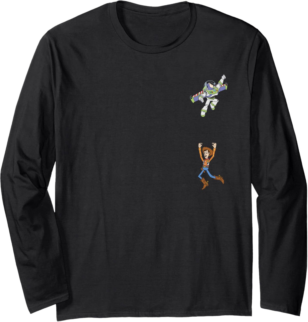 Disney Pixar Toy Story Buzz Lightyear Flying Woody Falling Langarmshirt