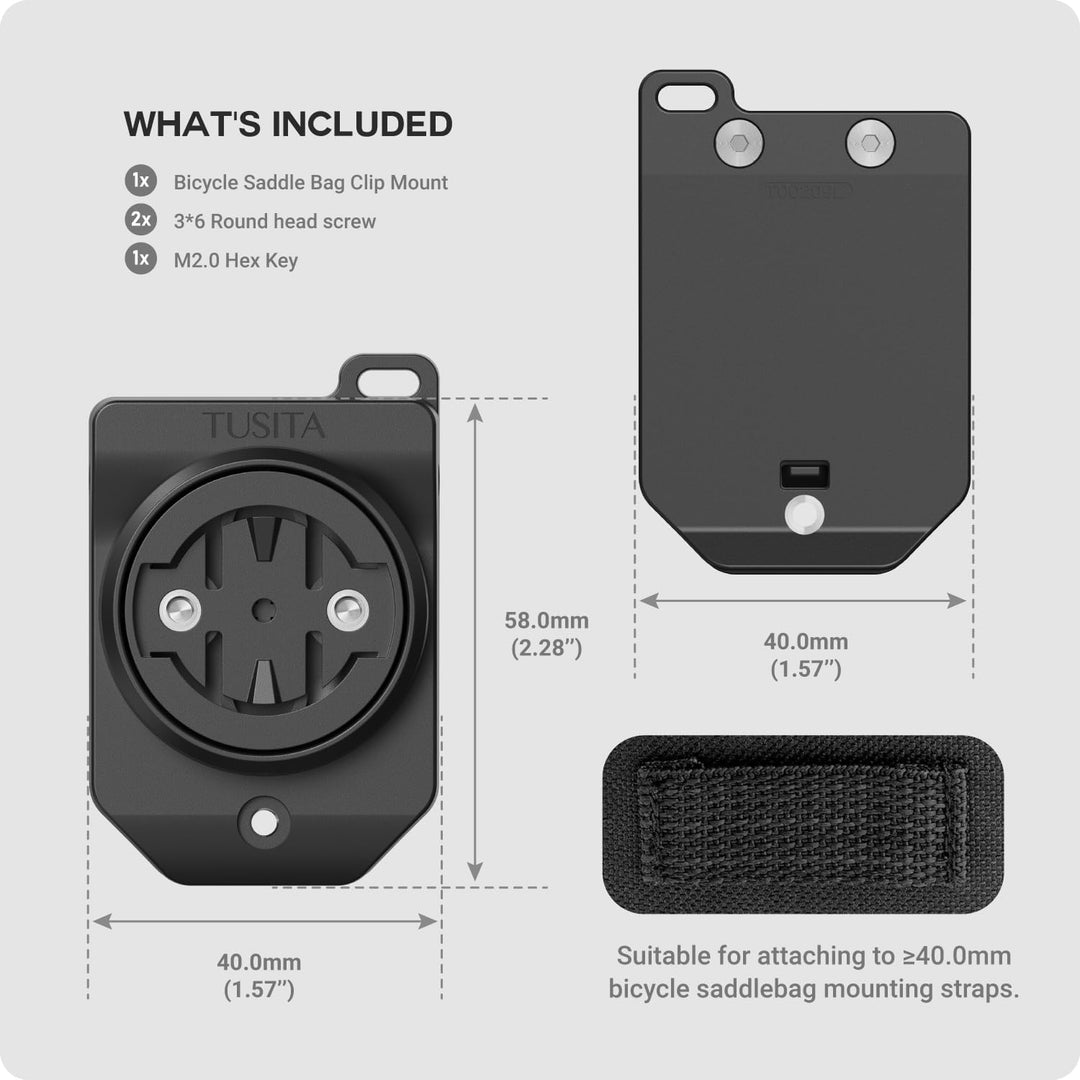 TUSITA Radsport Satteltaschenhalterung (Grosser Schlitz) Kompatibel mit Garmin Varia RTL515, RTL510,