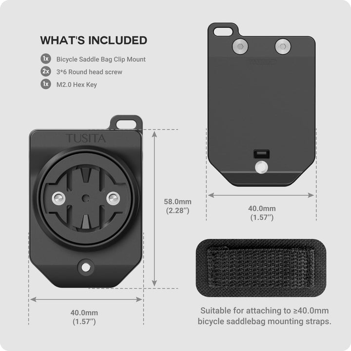 TUSITA Radsport Satteltaschenhalterung (Grosser Schlitz) Kompatibel mit Garmin Varia RTL515, RTL510,