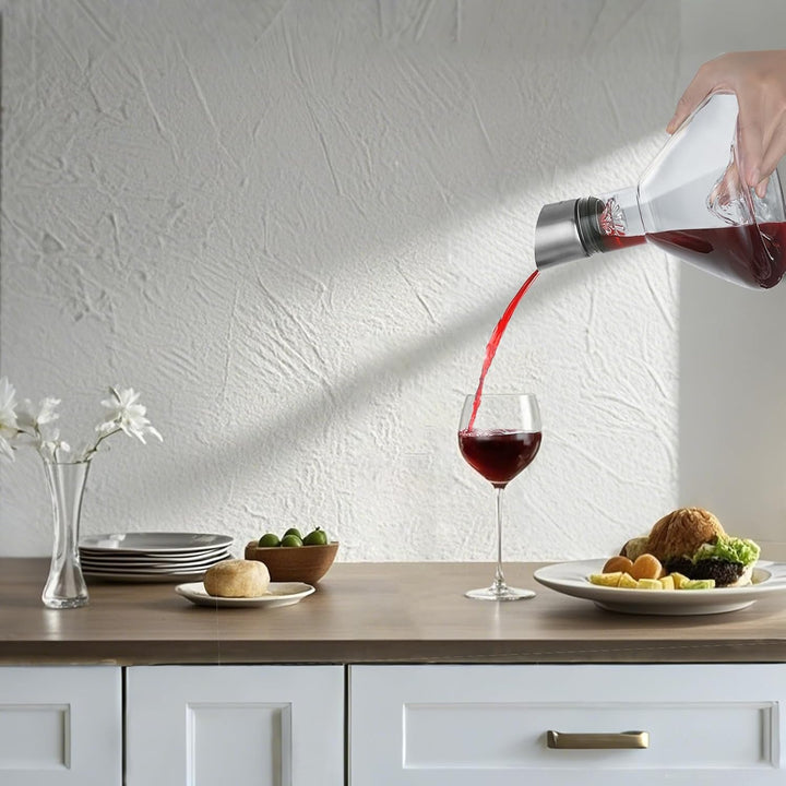 Weindekanter, Weinkaraffe mit Belüfter und Filtern, 100% Handgeblasenes Bleifreies Kristallgläser, D