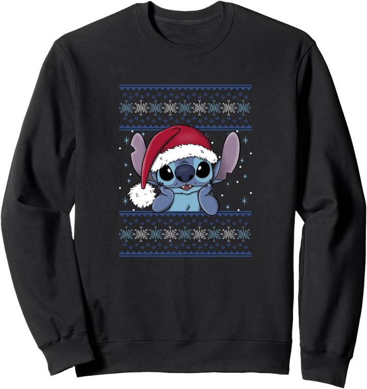 Disney Lilo & Stitch In Santa Hat Ugly Sweater Snow Oooooh Sweatshirt