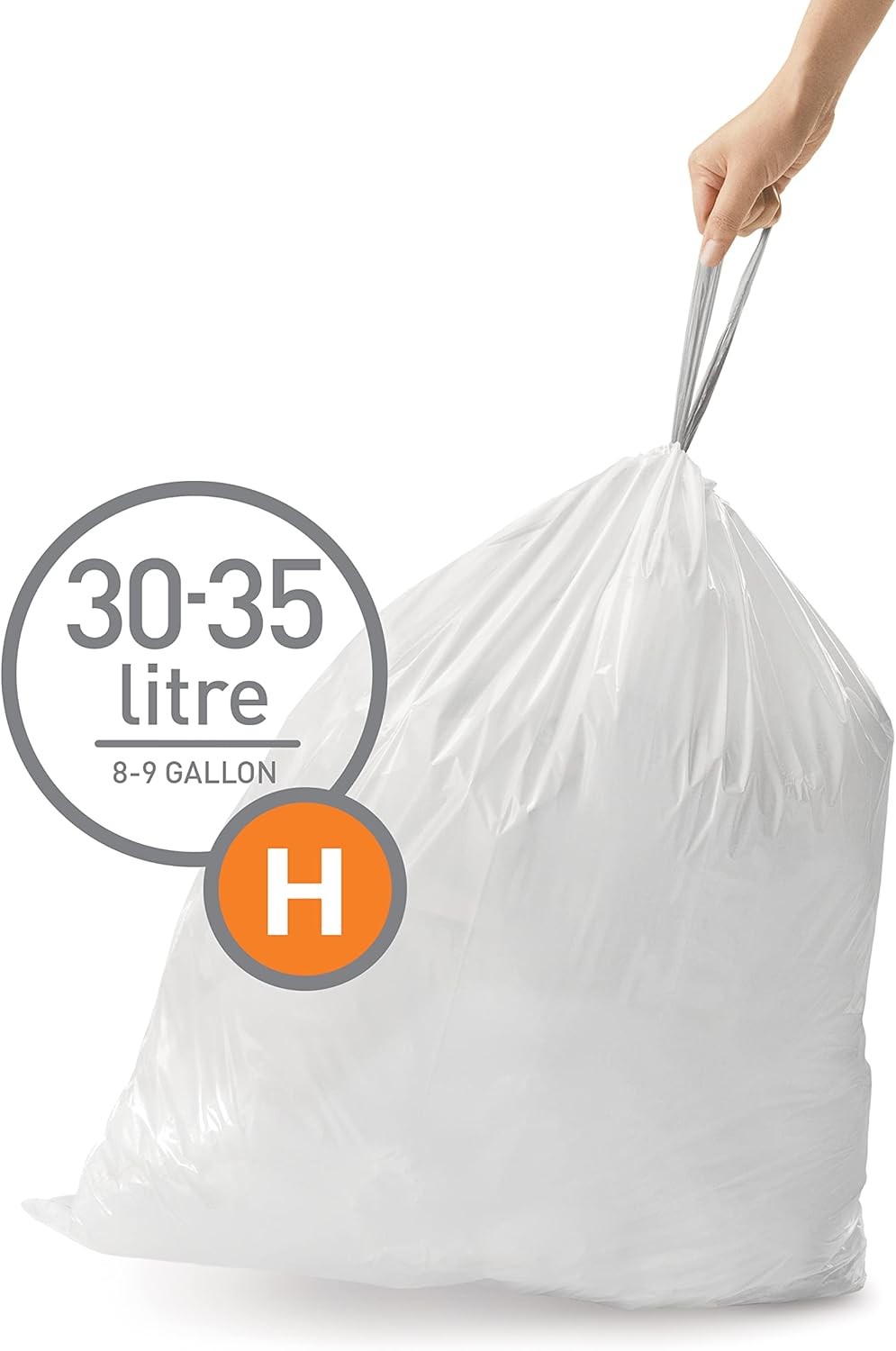 simplehuman Code H Müllbeutel mit Kordelzug, 100 Stück, 30–35 Liter, Weiss Weiss/Opulenter Garten 20