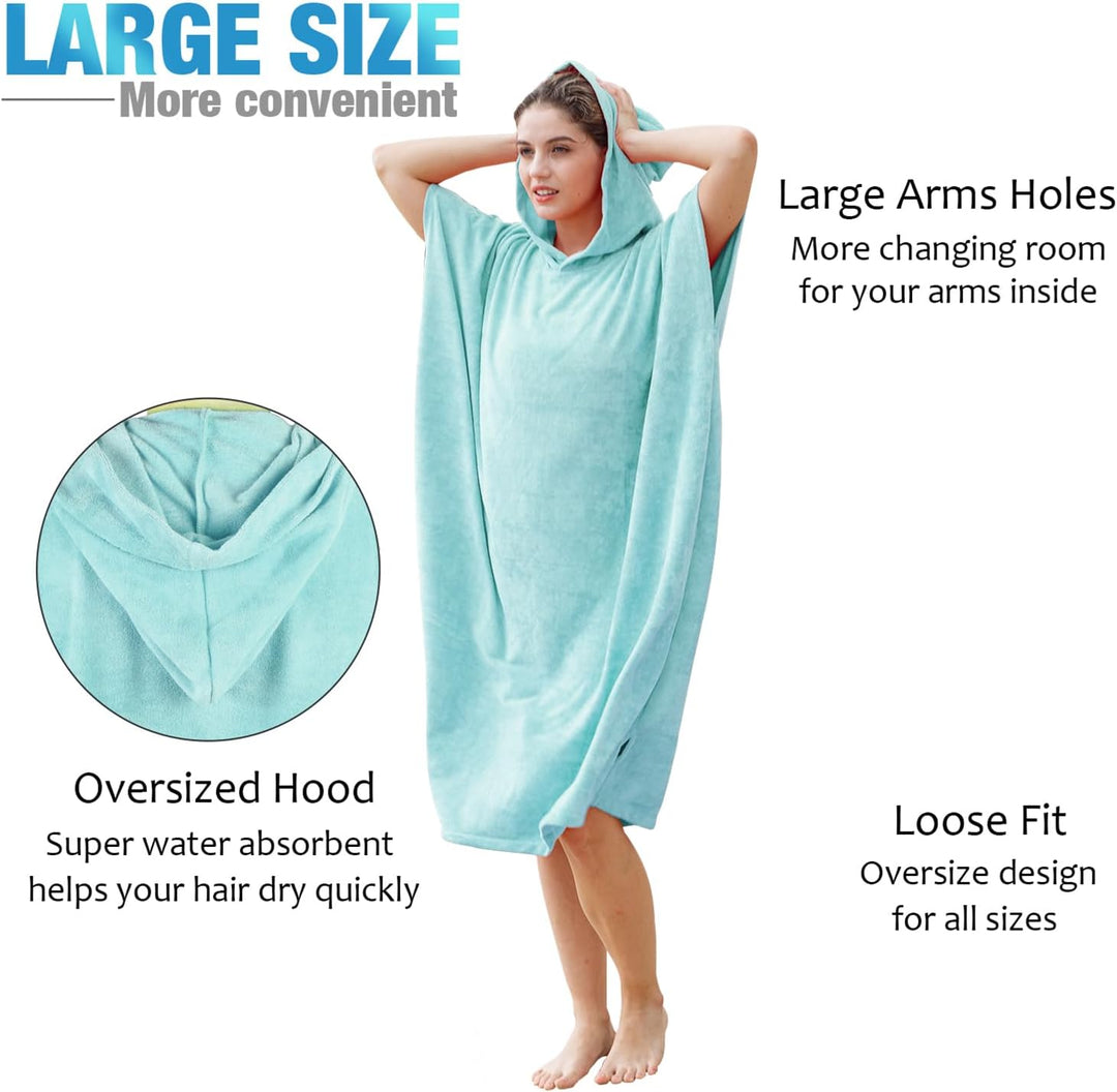 Kato Tirrinia Mikrofaser Frottee Surf Poncho Handtuch Badeponcho Bademäntel Sauna Damen Herren, Gros