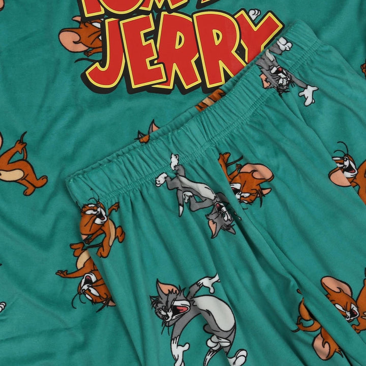 sarcia.eu Tom and Jerry Damen Schlafanzug in Türkis, zweiteilig, langärmlig, Warmer Schlafanzug XS P