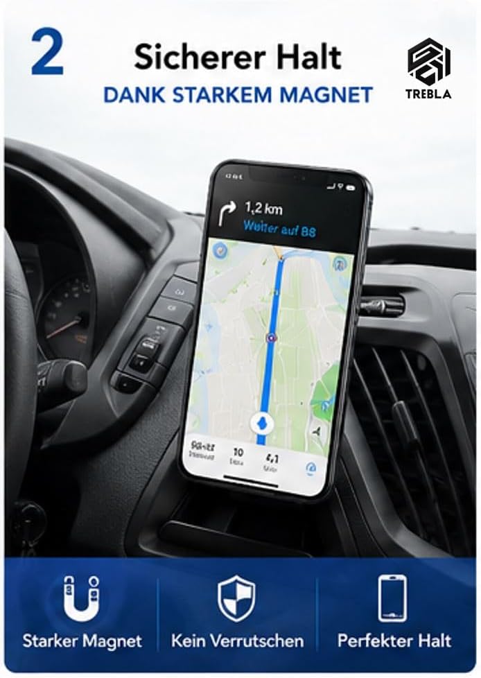 Handyhalterung kompatibel mit iPhone 15 14 13 12 – für Ford Transit & Transit Custom 2012-2018 – Mag