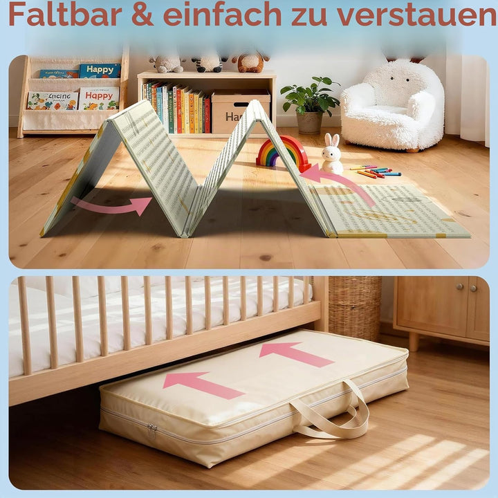 Krabbelmatte 180x120cm – Baby Spielmatte doppelseitig, Krabbeldecke aus XPE 1cm, faltbar, wasserdich