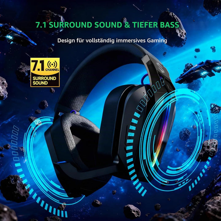 Black Shark Wireless Gaming Headset, Bluetooth 6.0 Gaming Kopfhörer Kabellos mit USB- und Typ-C-Ansc