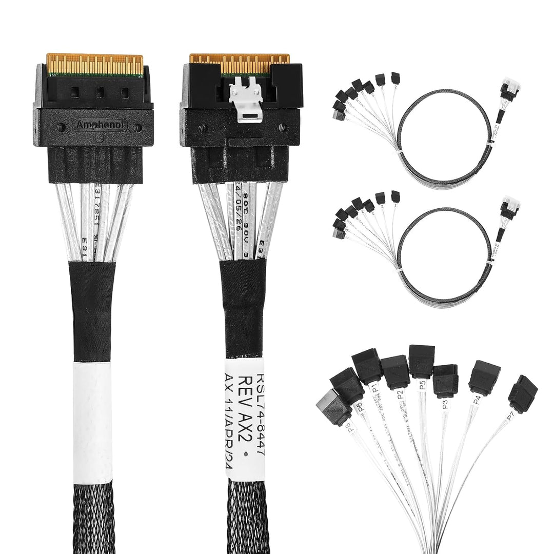 SlimSAS X8 auf 8 x SATA, SFF-8654 74P auf 8 x SATA 7P, SlimSAS Host/RAID auf SATA Target HD, 85 cm K