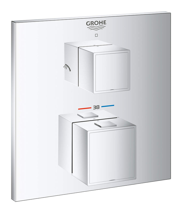 GROHE Grohtherm Cube | Thermostat-Brausebatterie mit integrierter 2-Wege-Umstellung und SafeStop Sic