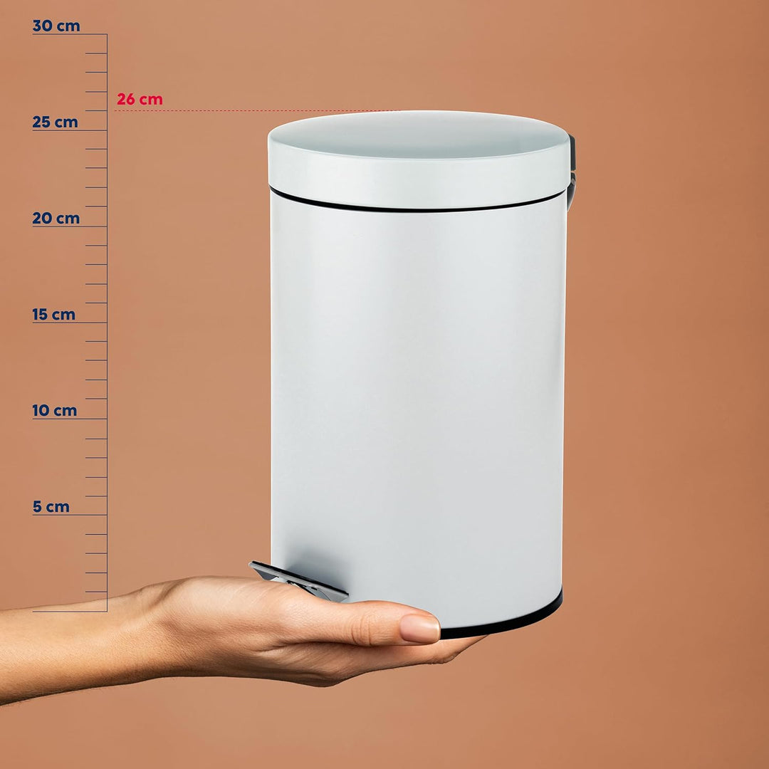 kela Kosmetikeimer weiss 3l, Metall Tretmülleimer Badezimmer, Badmülleimer mit Inneneimer und Trageh