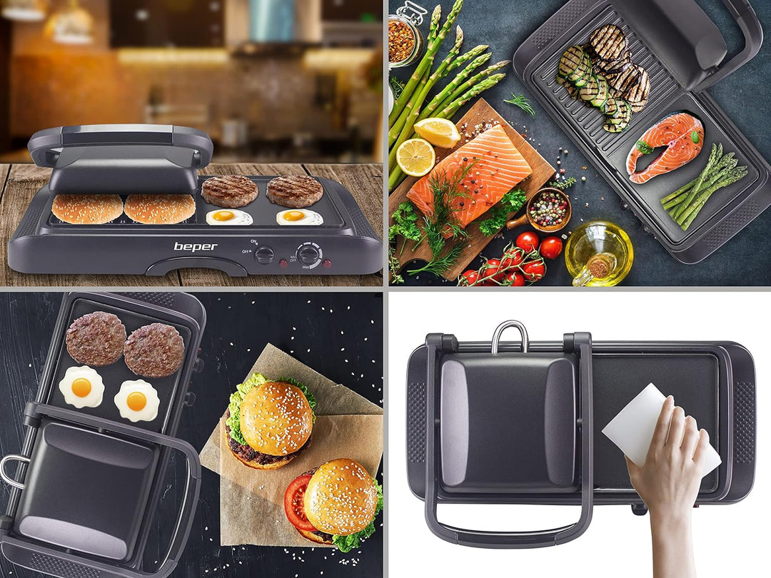 BEPER P101TOS501 Kontaktgrill Antihaft-Aluminium – Elektrogrill 1600 W 1600 WATT, 1600 WATT
