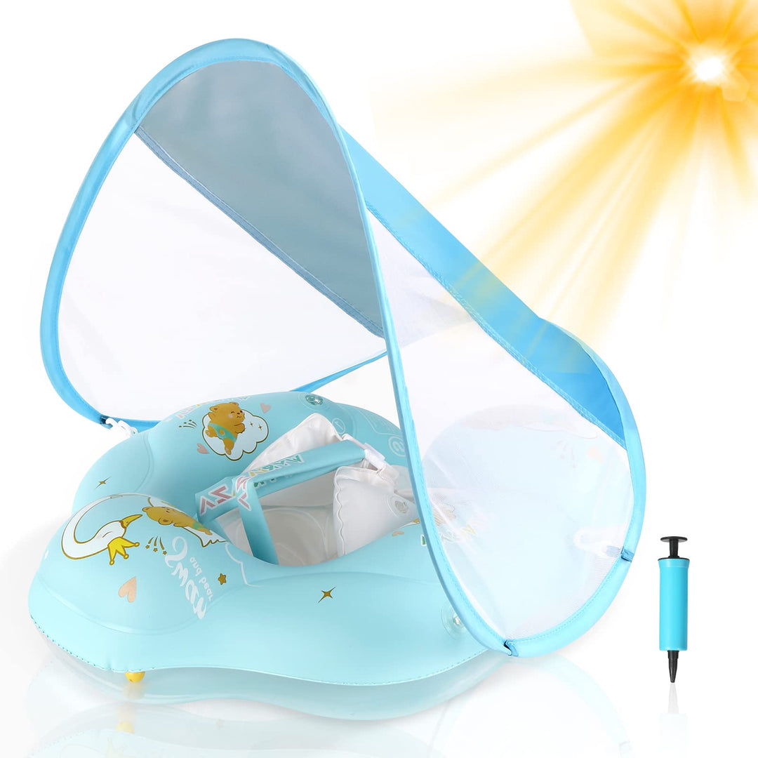 WYRIAZA Schwimmring Baby, Schwimmhilfe Baby | Baby Schwimmring mit Sonnendach SPF 50+ | Rüsten sie B