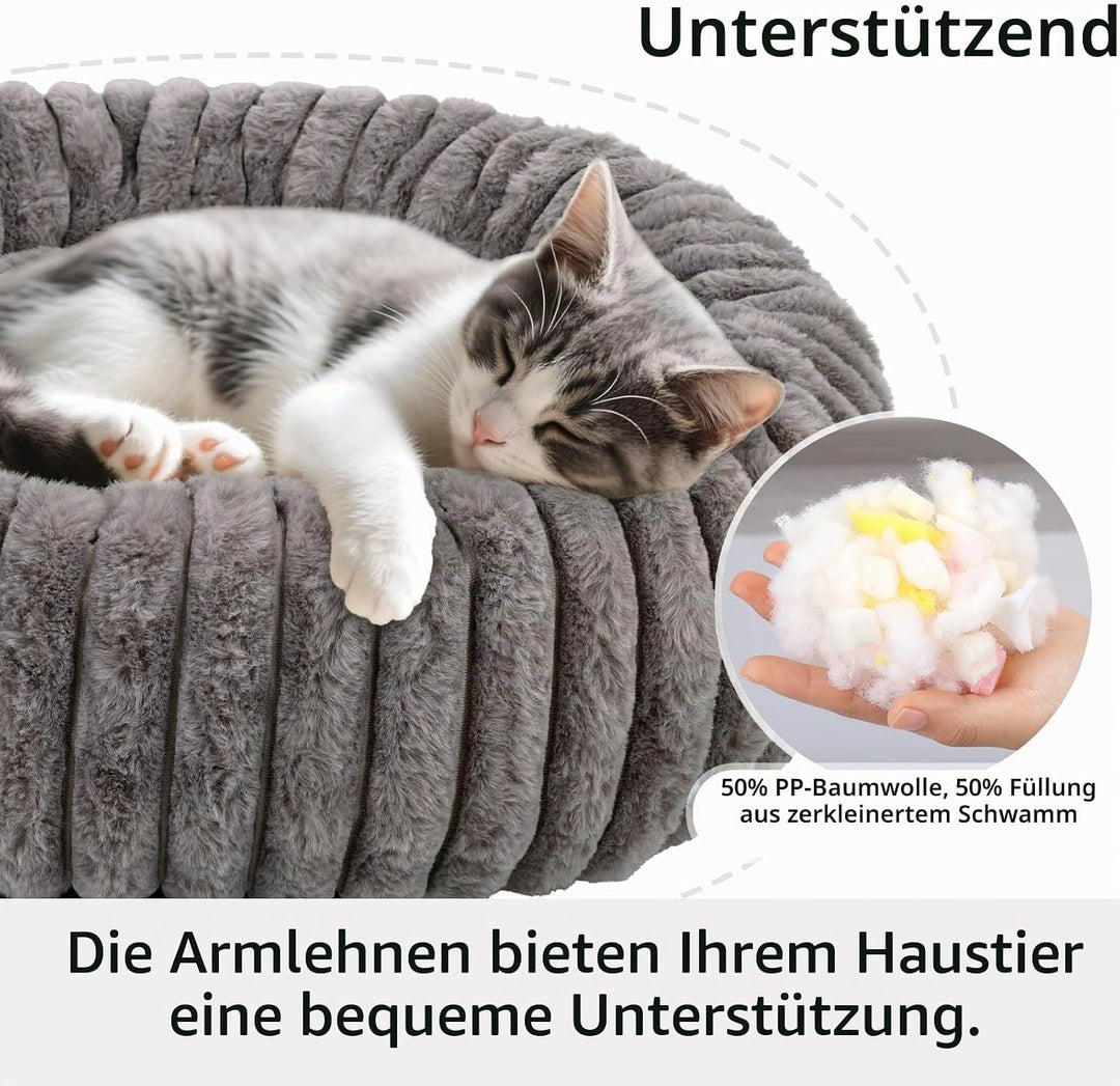 Katzenbett, Rund Katzennest, Donut Haustierbett Tierbett Kleine Hundebett Waschbarer Flauschiges Ind