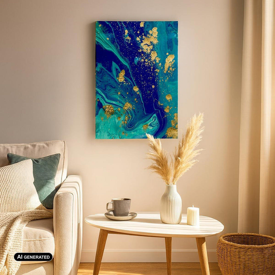 Bilder auf Leinwand Abstraktion modern Leinwandbild mit Rahmen 45x80cm Wandbilder Dekoration Wohnzim