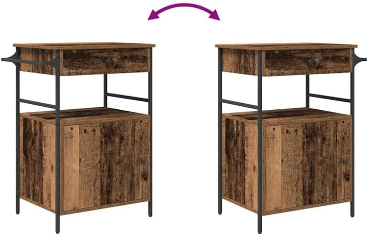 vidaXL Küchentrolley Altholz 56 x 43 x 89,5 cm Holzwerkstoff, Moderner Küchenwagen, rechteckig, robu