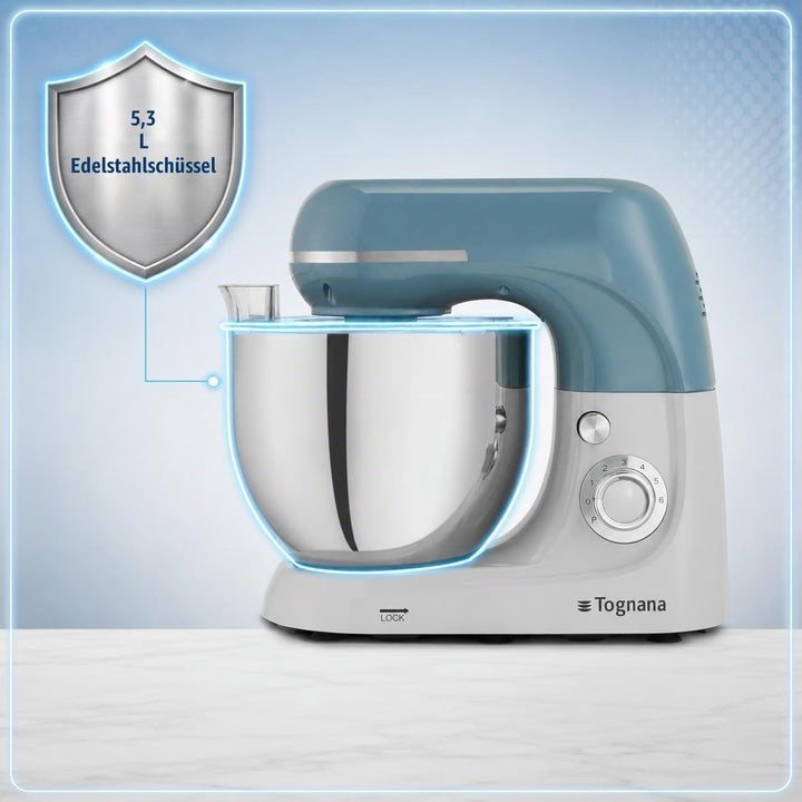 Tognana Iridea, Küchenmaschine 5,3 L, Aluminium-Edelstahl, Zuckerpapier