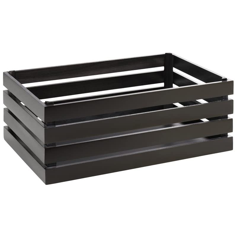 APS 11723 Holzbox -SUPERBOX-, 55,5 x 35 cm, H: 20 cm, Akazienholz, schwarz, passend zu GN 1/1